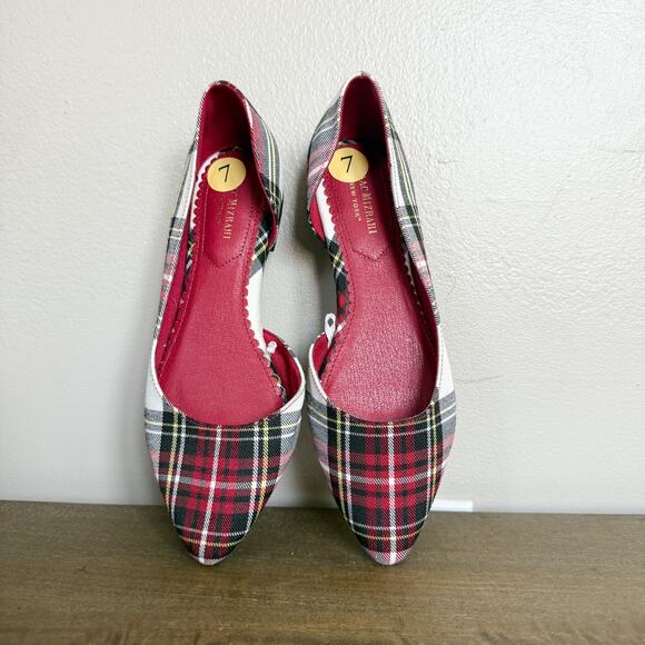 Isaac Mizrahi New York Shoes - Isaac Mizrahi New York Amaya Plaid Flats Red Holiday Style 7 EUC